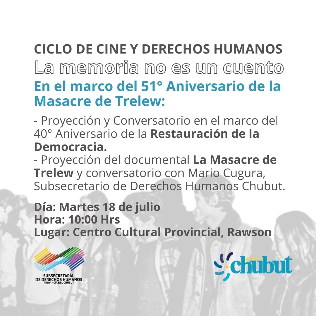 Provincia acompañará la presentación del ciclo de cine La Memoria no