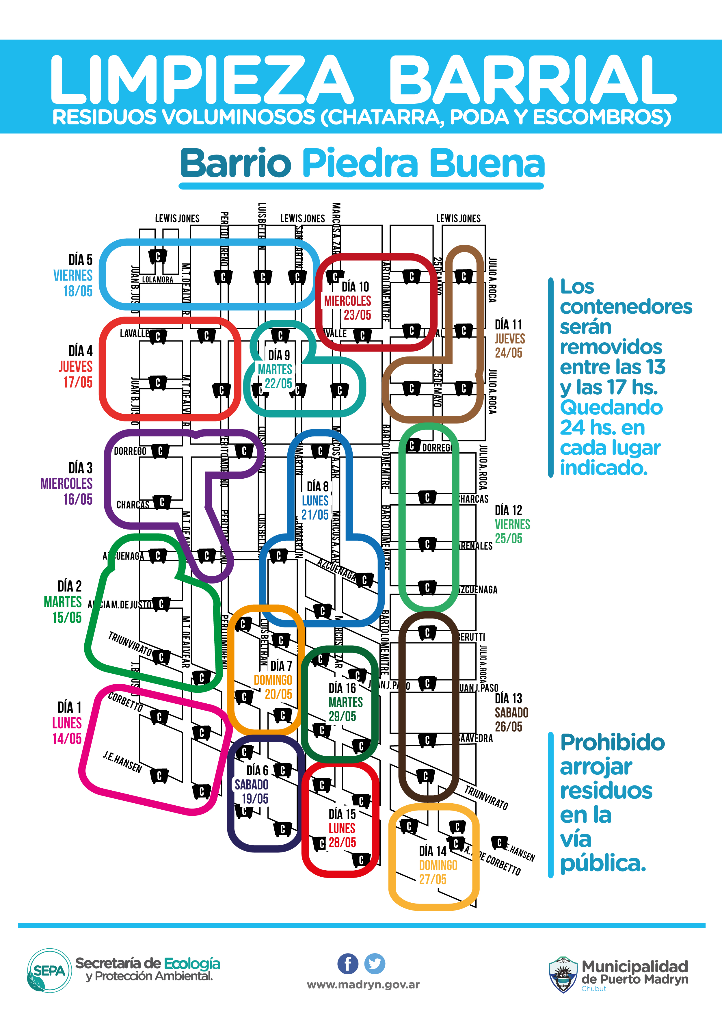 Barrio Piedra Buena podrán depositar residuos voluminosos