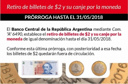 Prórroga para cambiar billetes de $ 2