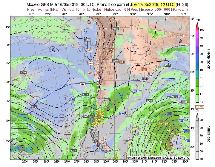 Ingreso de un sistema de baja presión a nuestra región, produciría precipitaciones níveas y lluvias