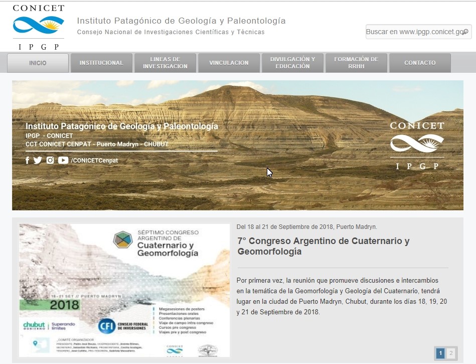 El Instituto Patagónico de Geología y Paleontología pone online su nuevo sitio web (www.ipgp.conicet.gov.ar)