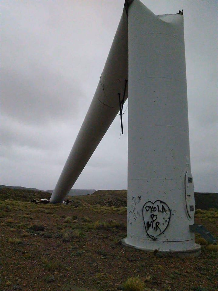 Se produjo la caída de un aerogenerador de la firma Gamesa