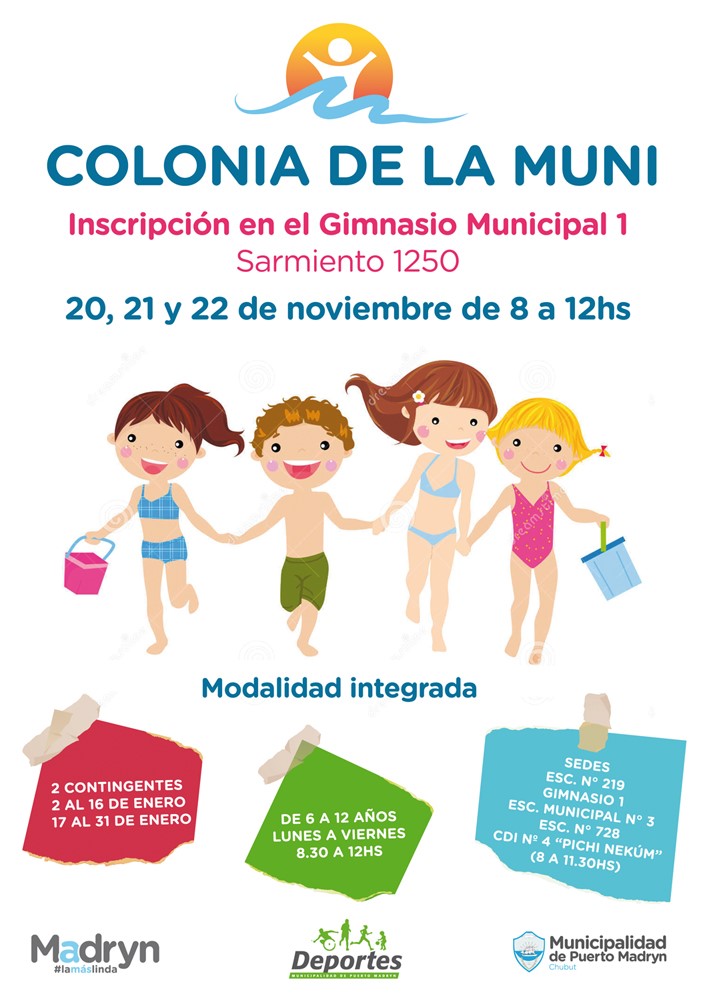 COLONIA DE LA MUNI 2019: LAS INSCRIPCIONES SERÁN EL 20, 21 Y 22 DE NOVIEMBRE