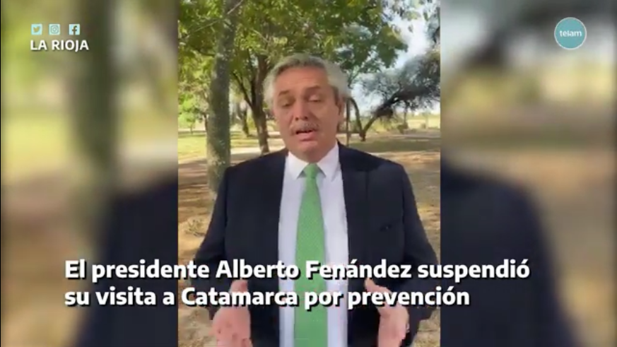 EL PRESIDENTE VISITÓ LA RIOJA Y SUSPENDIÓ LA VISITA A CATAMARCA POR PREVENCIÓN