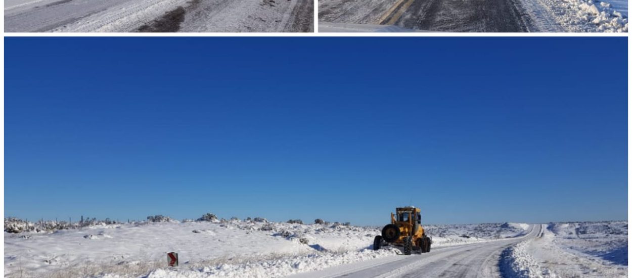 VIALIDAD PROVINCIAL DESPEJÓ GRAN ACUMULACIÓN DE NIEVE EN EL ACCESO A CAMARONES