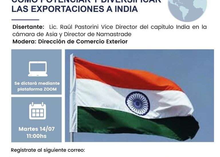 EL MINISTERIO DE AGRICULTURA, GANADERÍA, INDUSTRIA Y COMERCIO CONVOCA A CHARLA ONLINE SOBRE EXPORTACIONES A INDIA