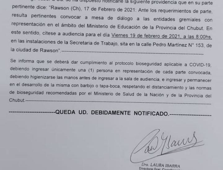 EL GOBIERNO DE LA PROVINCIA CONVOCÓ A LOS GREMIOS DOCENTES A UNA MESA DE DIÁLOGO