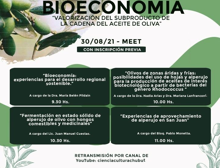 Chubut realizará el primer encuentro de “Bioeconomía: valorización del subproducto de la cadena del aceite de oliva”