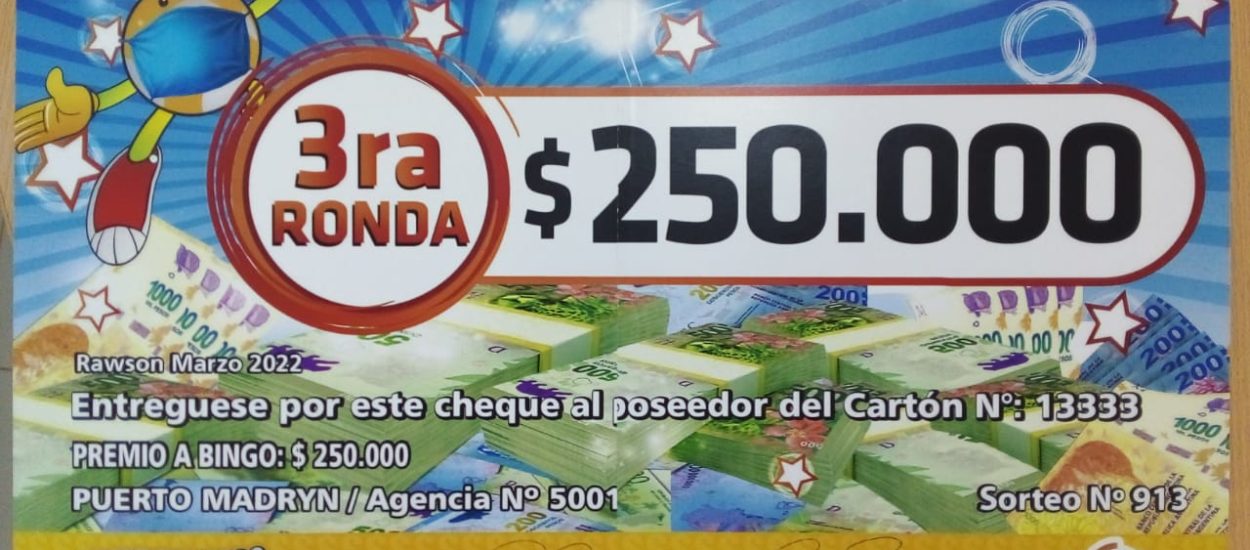 LOTERÍA DEL CHUBUT ENTREGÓ PREMIO EN PUERTO MADRYN