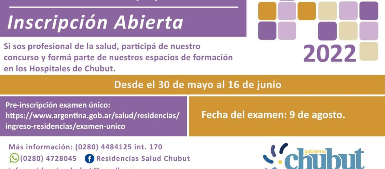 ÚLTIMOS DÍAS DE INSCRIPCIÓN A LAS “RESIDENCIAS DEL EQUIPO DE SALUD 2022”