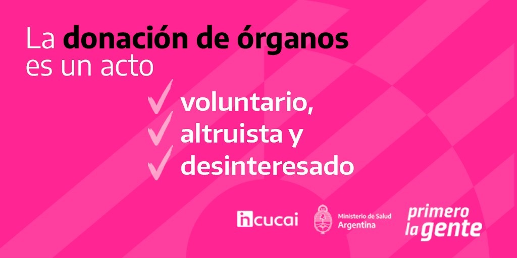 CHUBUT REAFIRMA JUNTO AL INCUCAI QUE LA DONACIÓN DE ÓRGANOS ES UN ACTO VOLUNTARIO, ALTRUISTA Y DESINTERASADO 