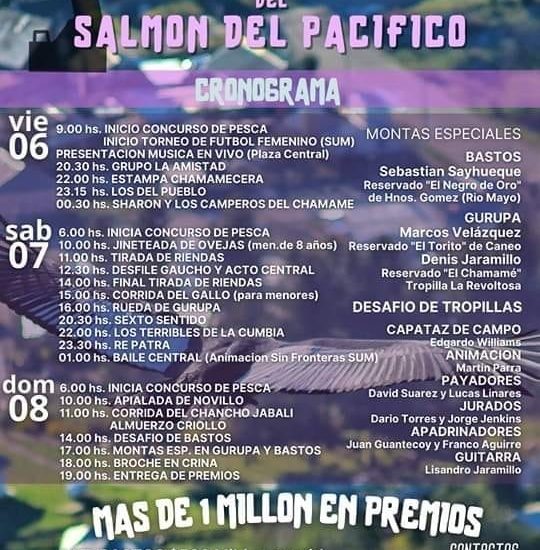 Con acompañamiento del Gobierno del Chubut, este viernes comienza la Fiesta Nacional del Salmón del Pacífico en Carrenleufú