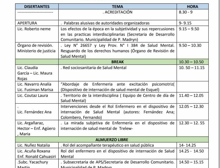 Jornada Interdisciplinaria sobre Salud Mental en la Universidad del Chubut